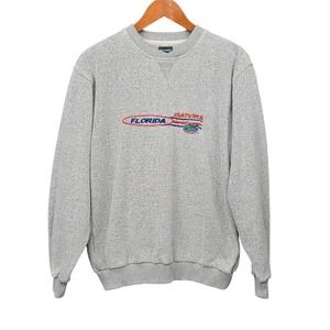 Pro Edge Mens Florida Gators Embroidered Terry Knit Crewneck Sweatshirt Grey Med